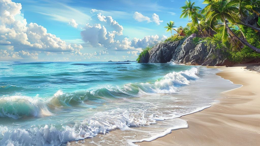 Nature - Serene Ocean Waves On Tropical Beach