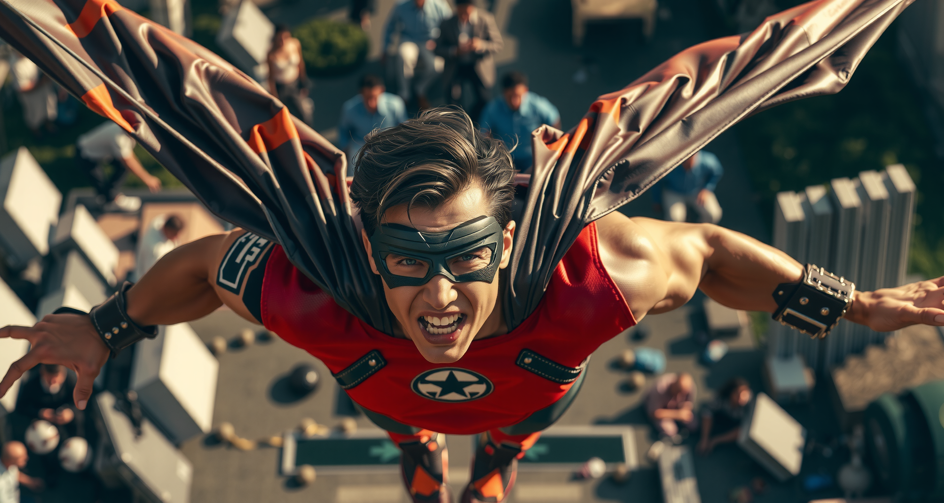 Superhero - Super Hero Flying With Muscles And Looking Angry