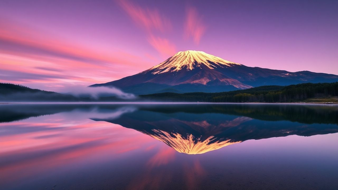 Ancient Mt. Fuji Mount Lakes Reflections
