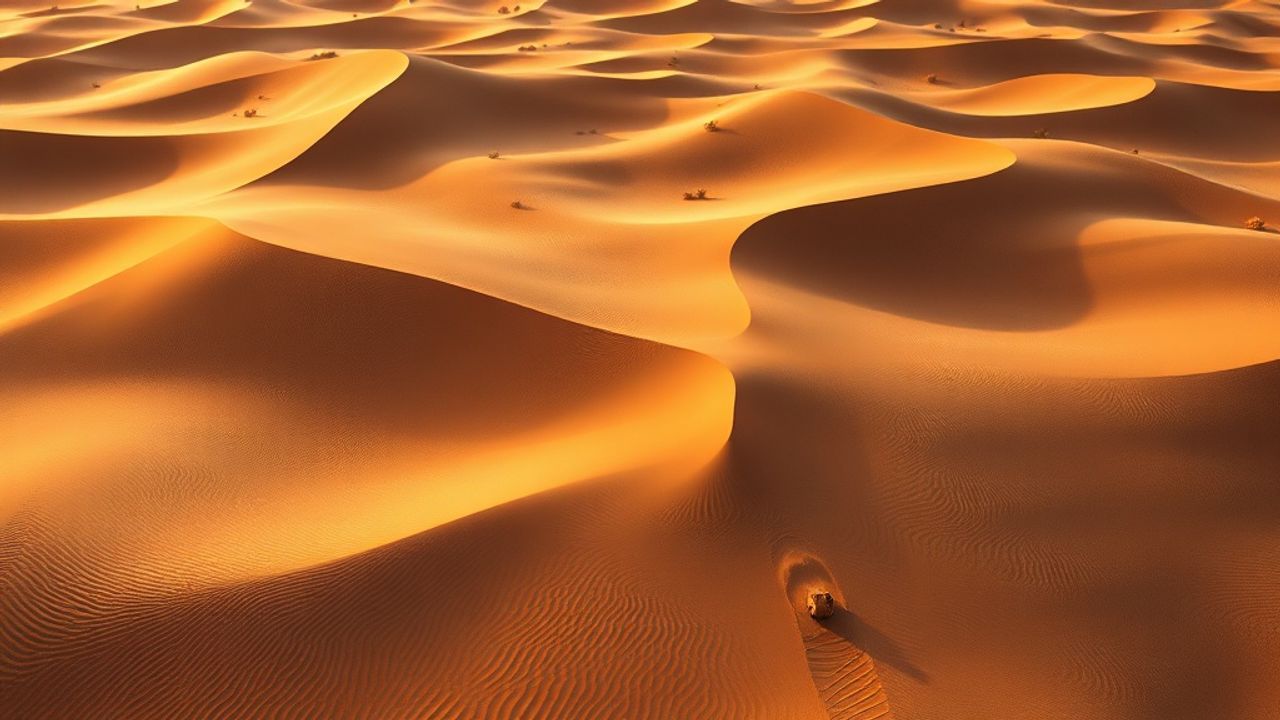 Ethereal Sand Dunes Shadows from Above