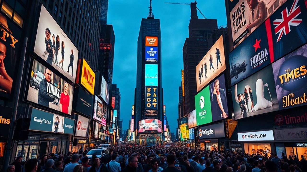 Vibrant Times Square Billboards by Night