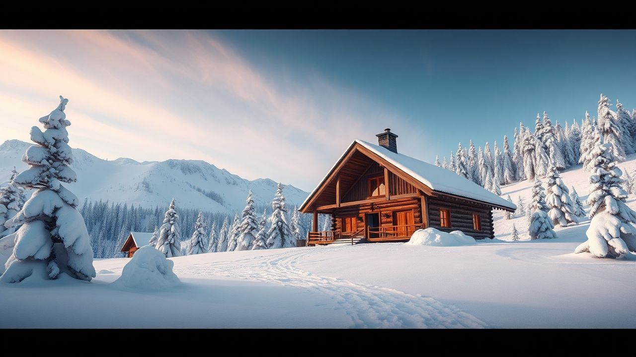 Subtle Nordic Cabin Isolation in Winter