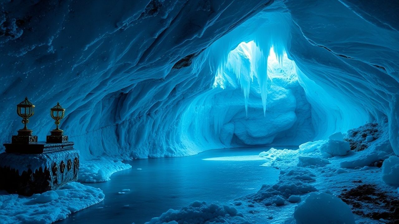 Serene Ice Cave Interior Crystal