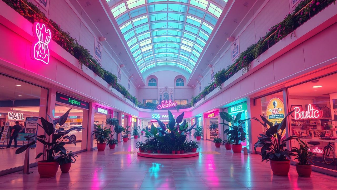 Neon Empty Mall 90s Neon Dreams