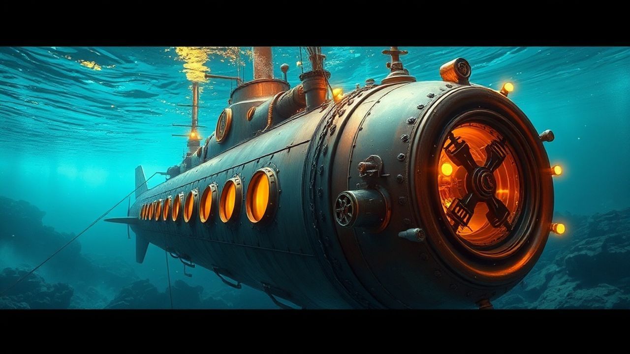 Mechanical Nautilus Submarine Brass Depths