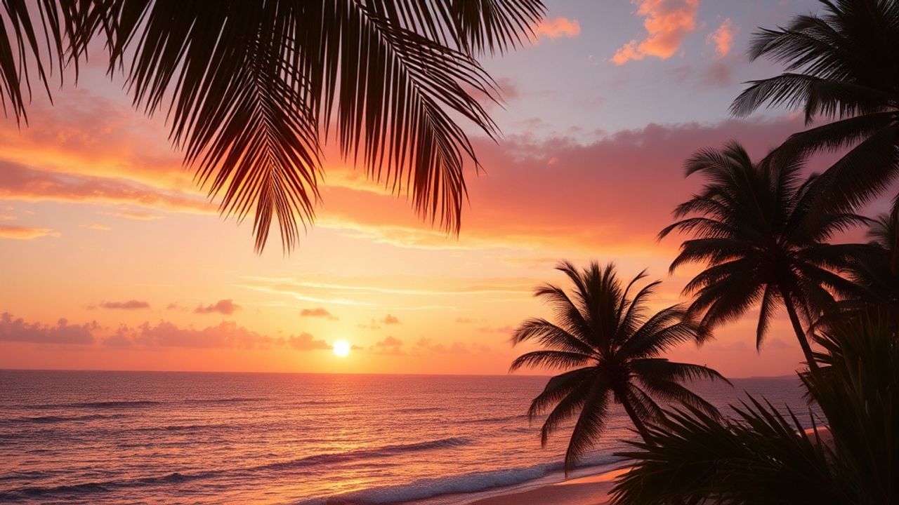 Radiant Palm Silhouettes Orange at Sunset