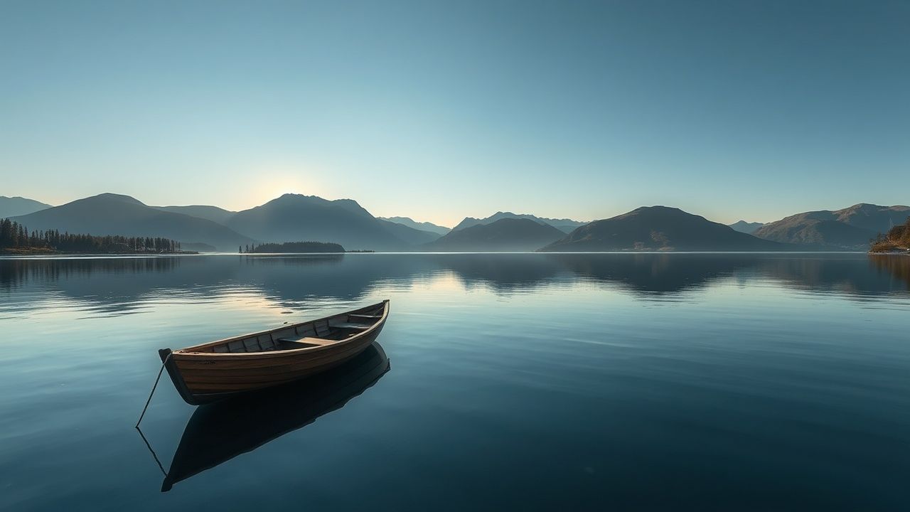 Elegant Single Boat Calm Reflections