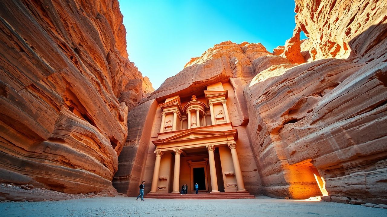 Ancient Petra Treasury Carved Ruins