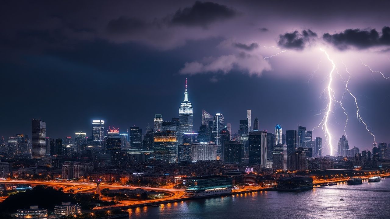 Lush Lightning Bolt City by Night