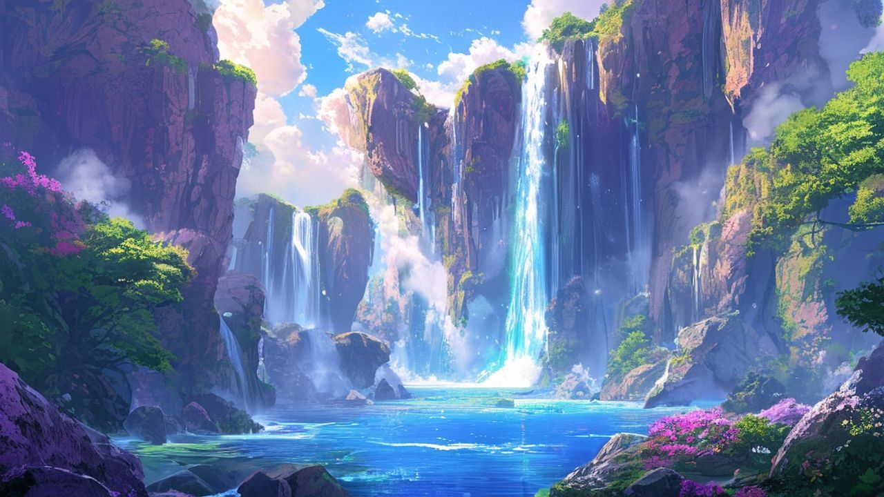 Gentle Fantasy Landscape Floating Magic