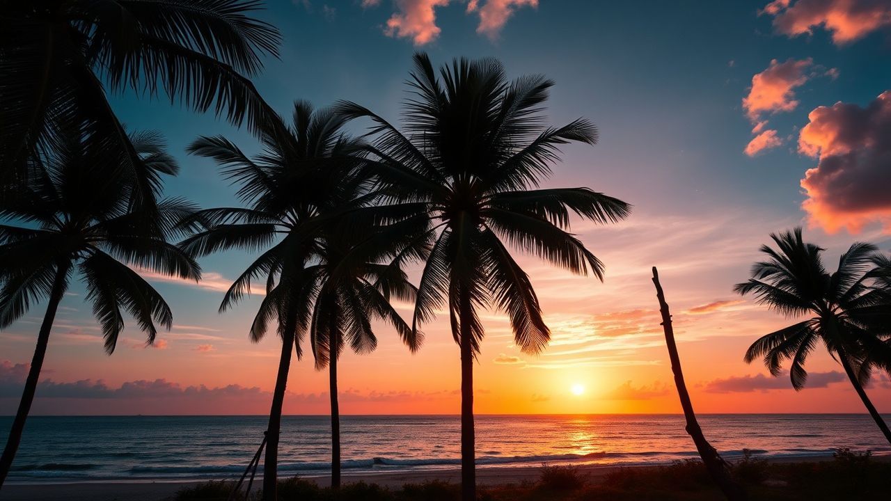 Breathtaking Palm Silhouettes Orange at Sunset