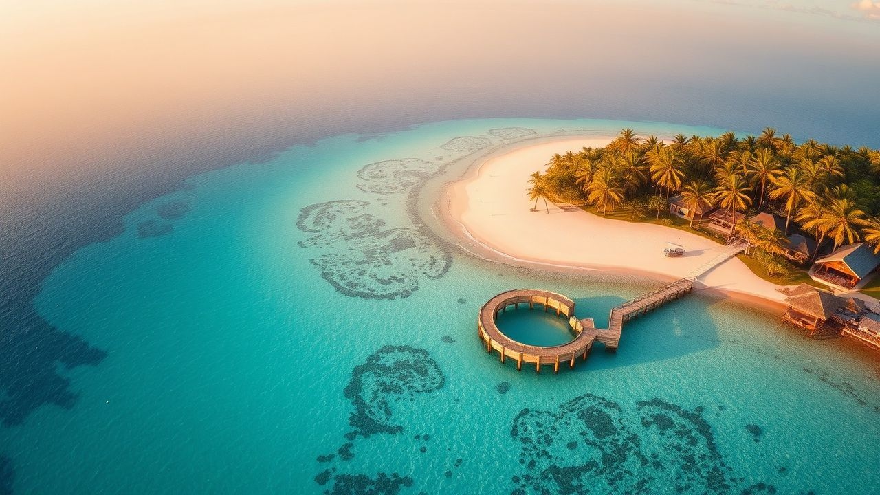Glorious Tropical Island Beach from Above