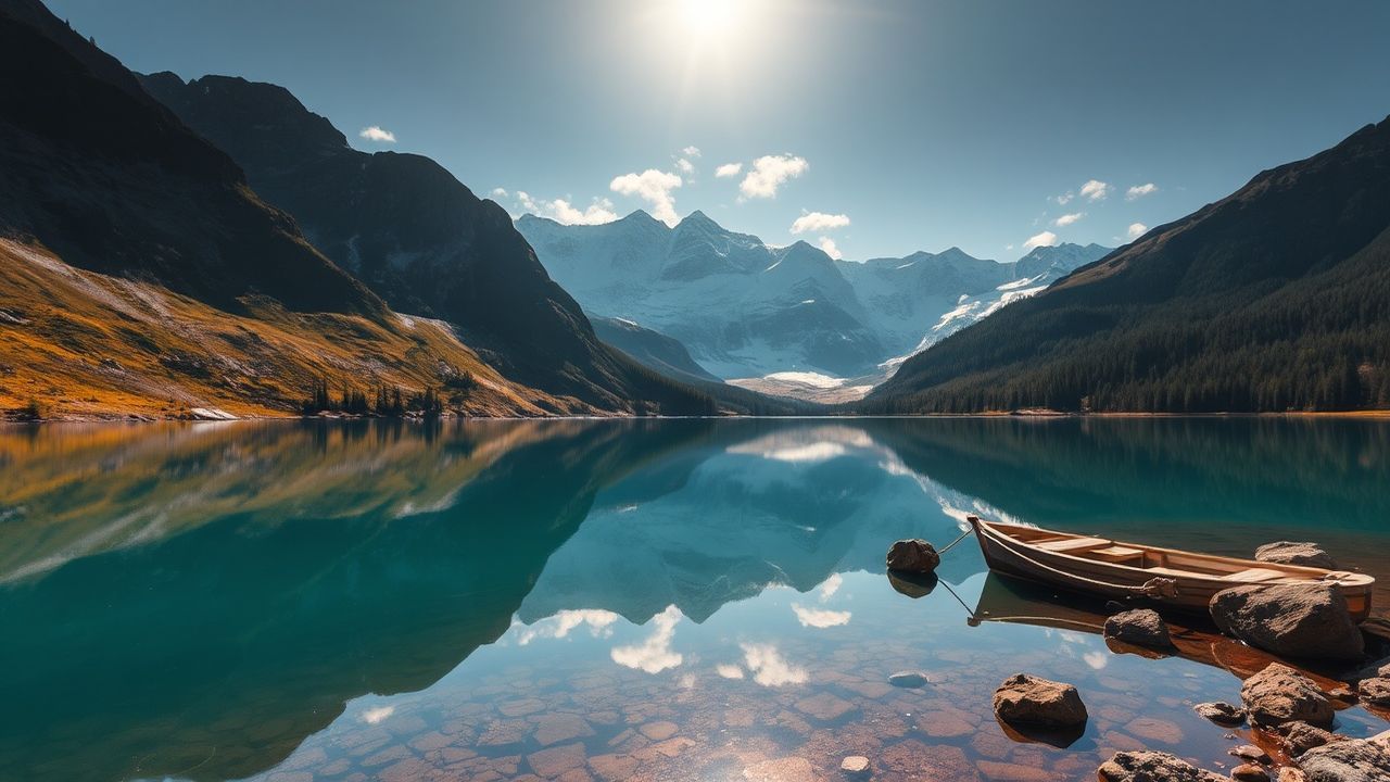 Serene Mountain Lake Mirror Reflections