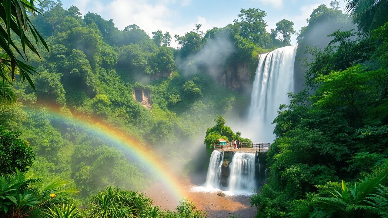 Glorious Jungle Waterfall Hidden in the Mist