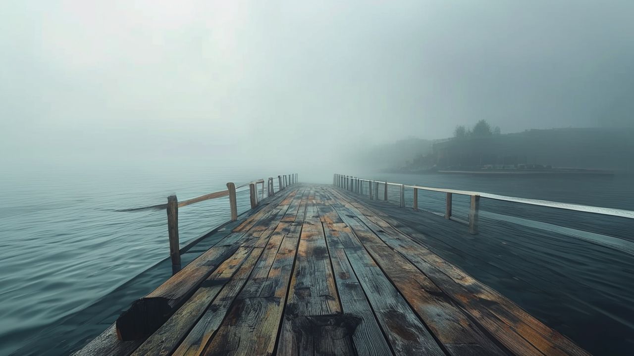 Ethereal Foggy Pier Disappearing