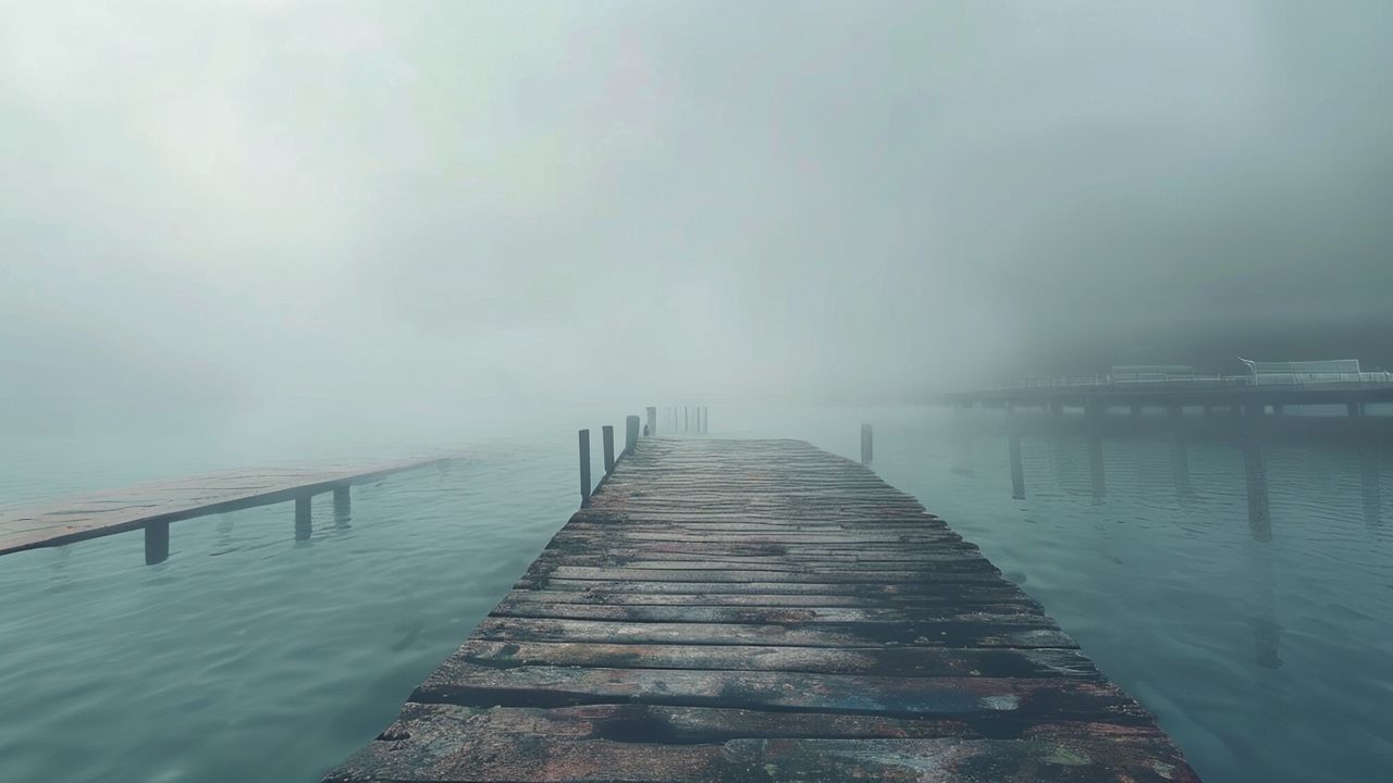 Elegant Foggy Pier Disappearing