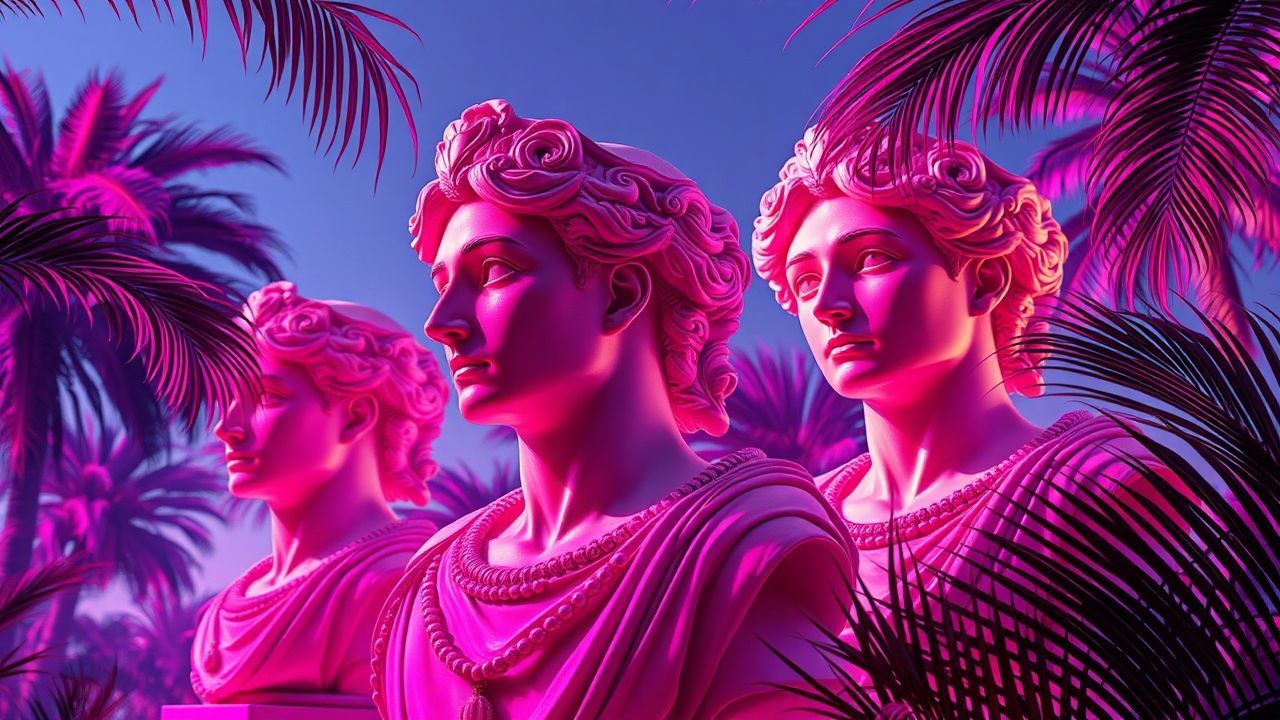 Classic Vaporwave Roman Busts