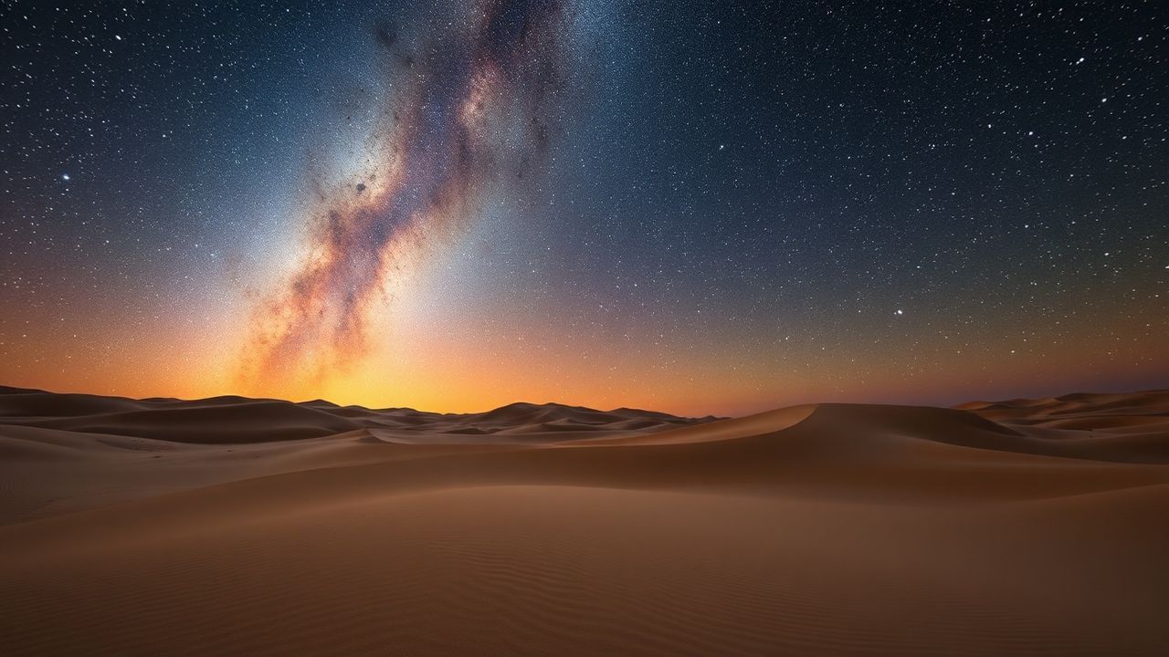 Golden Desert Milky Way by Night