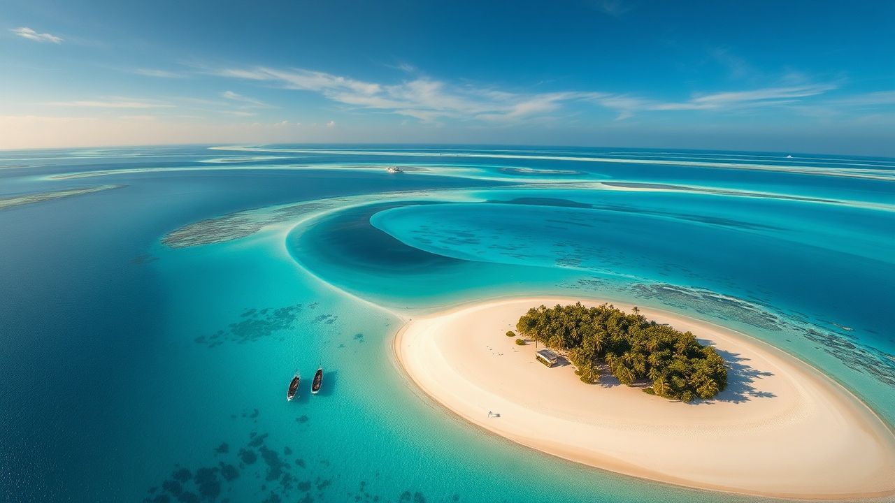 Pristine Maldives Sandbar Island from Above