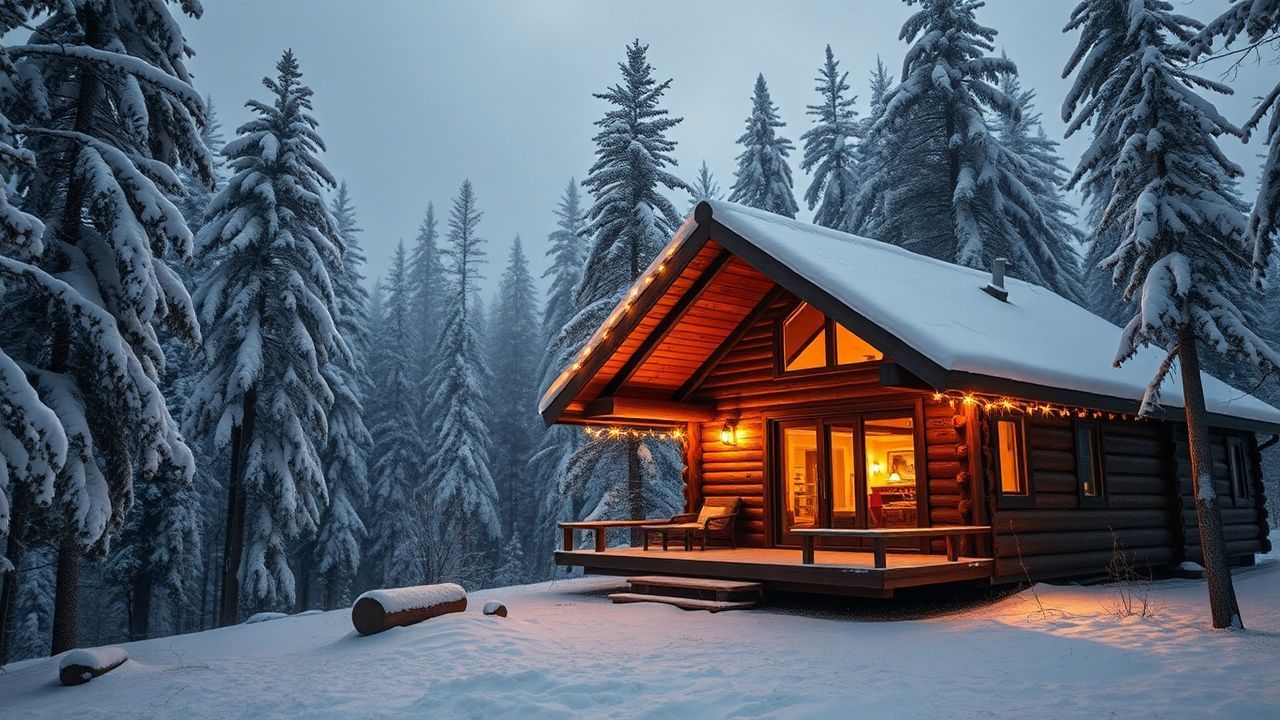 Fjord Scandinavian Cabin Isolation in Winter