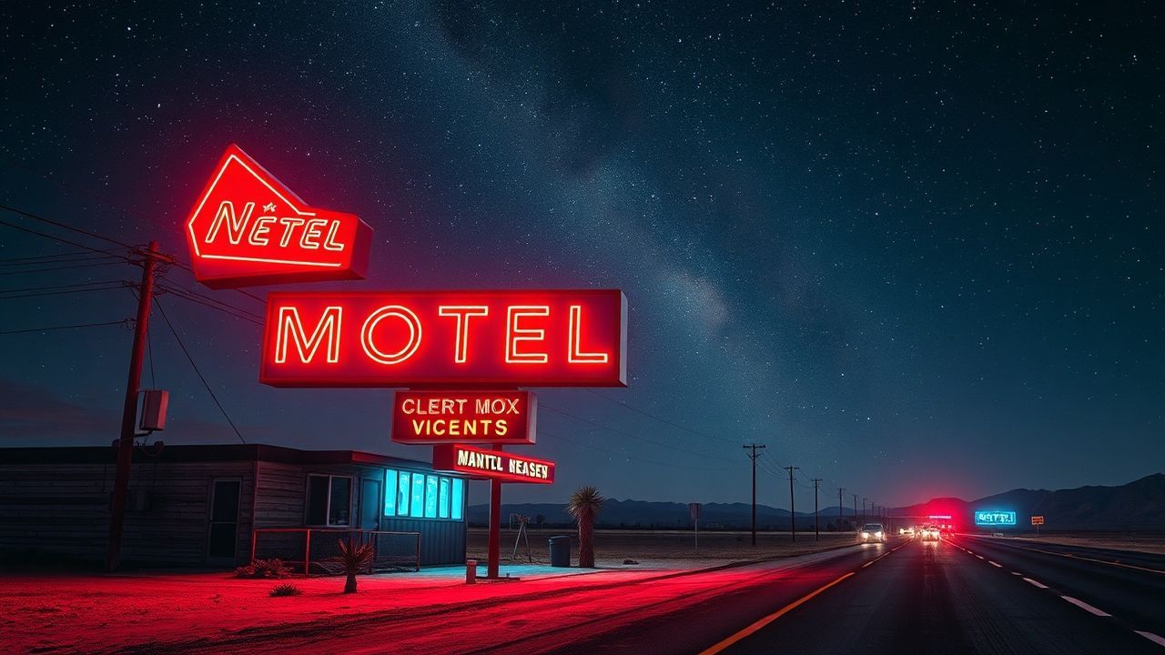 Retro Motel Sign Vacancy Neon Dreams