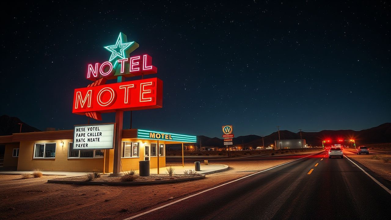 Nostalgic Motel Sign Vacancy Neon Dreams