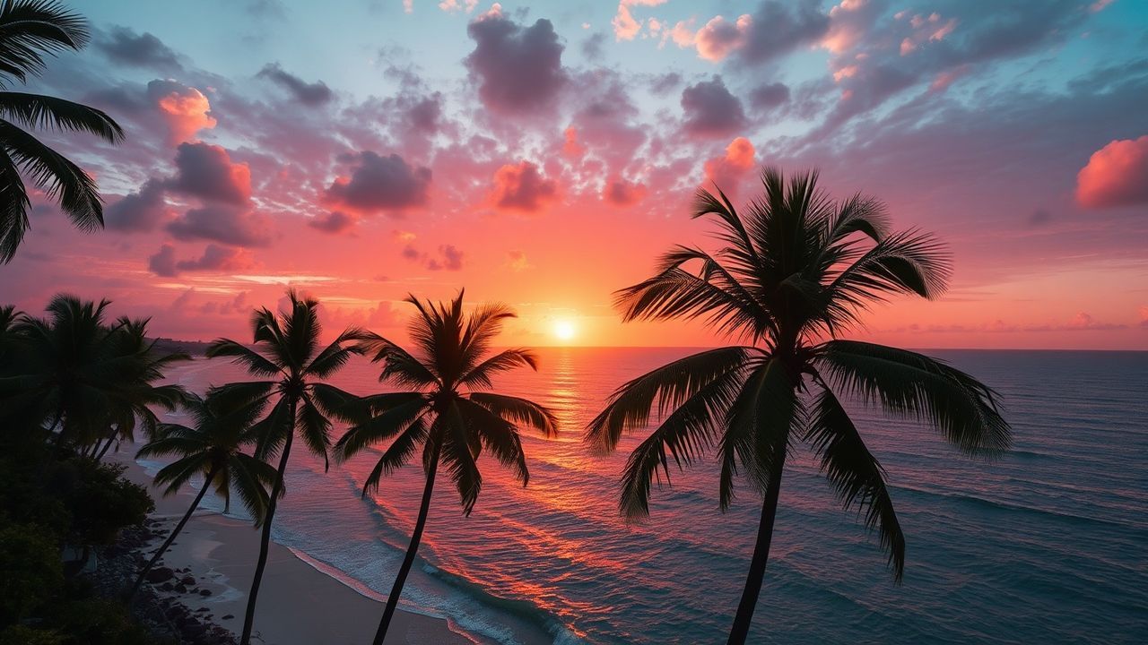 Glorious Palm Silhouettes Orange at Sunset