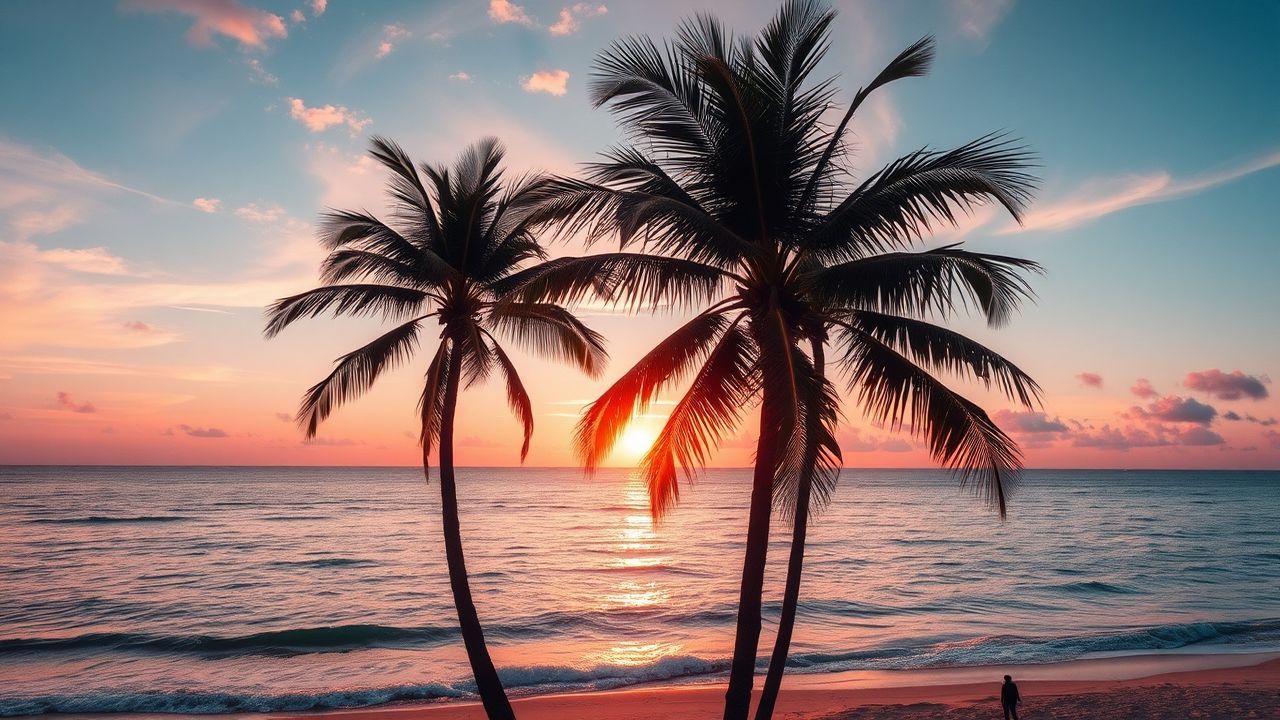Breathtaking Palm Silhouettes Orange at Sunset