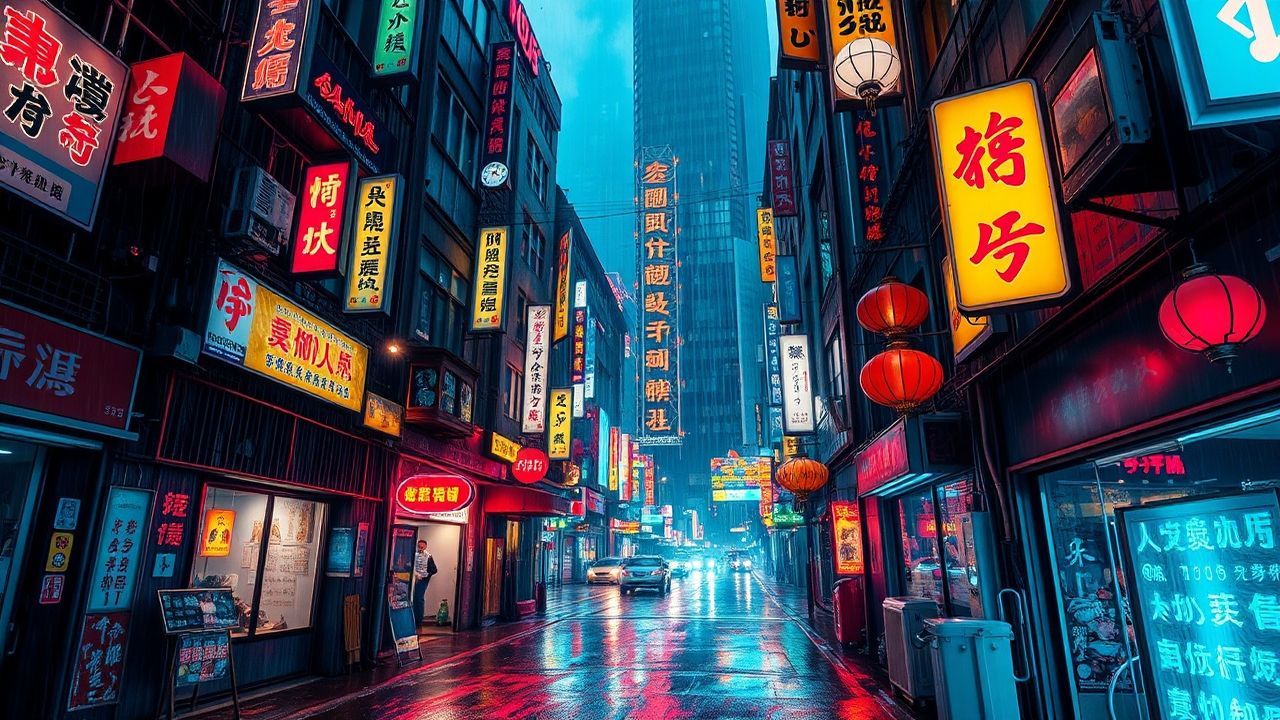 Blazing Hong Kong Alley Neon Dreams