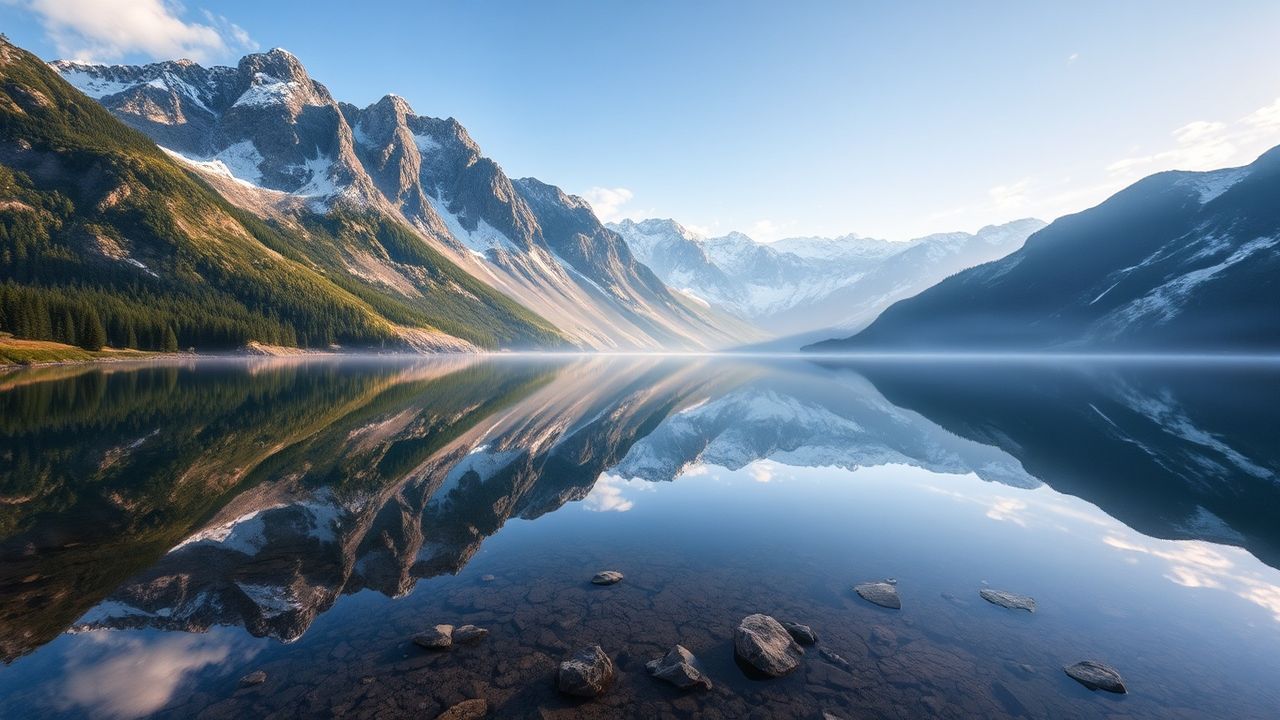 Ethereal Mountain Lake Mirror Reflections