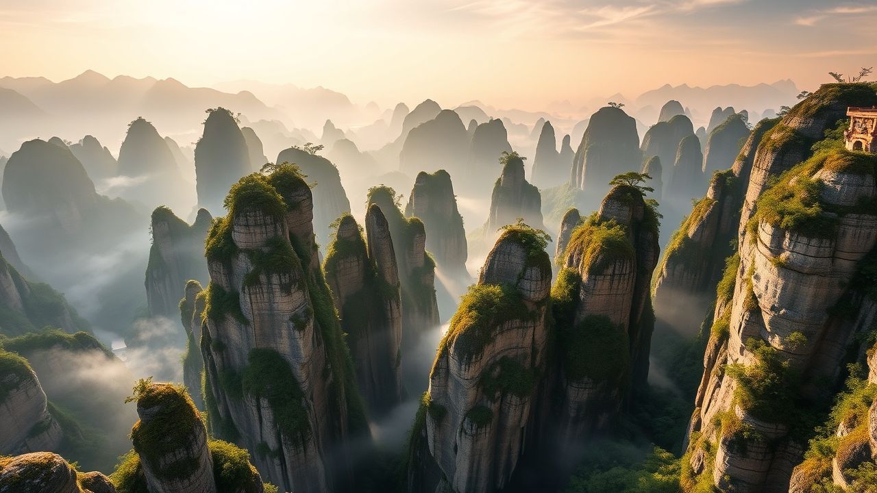 Serene China Zhangjiajie Avatar in the Mist