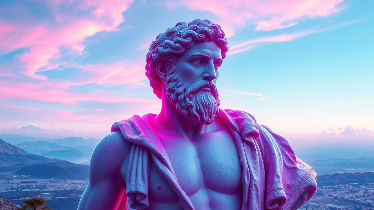 Neon Greek Statue Glitch