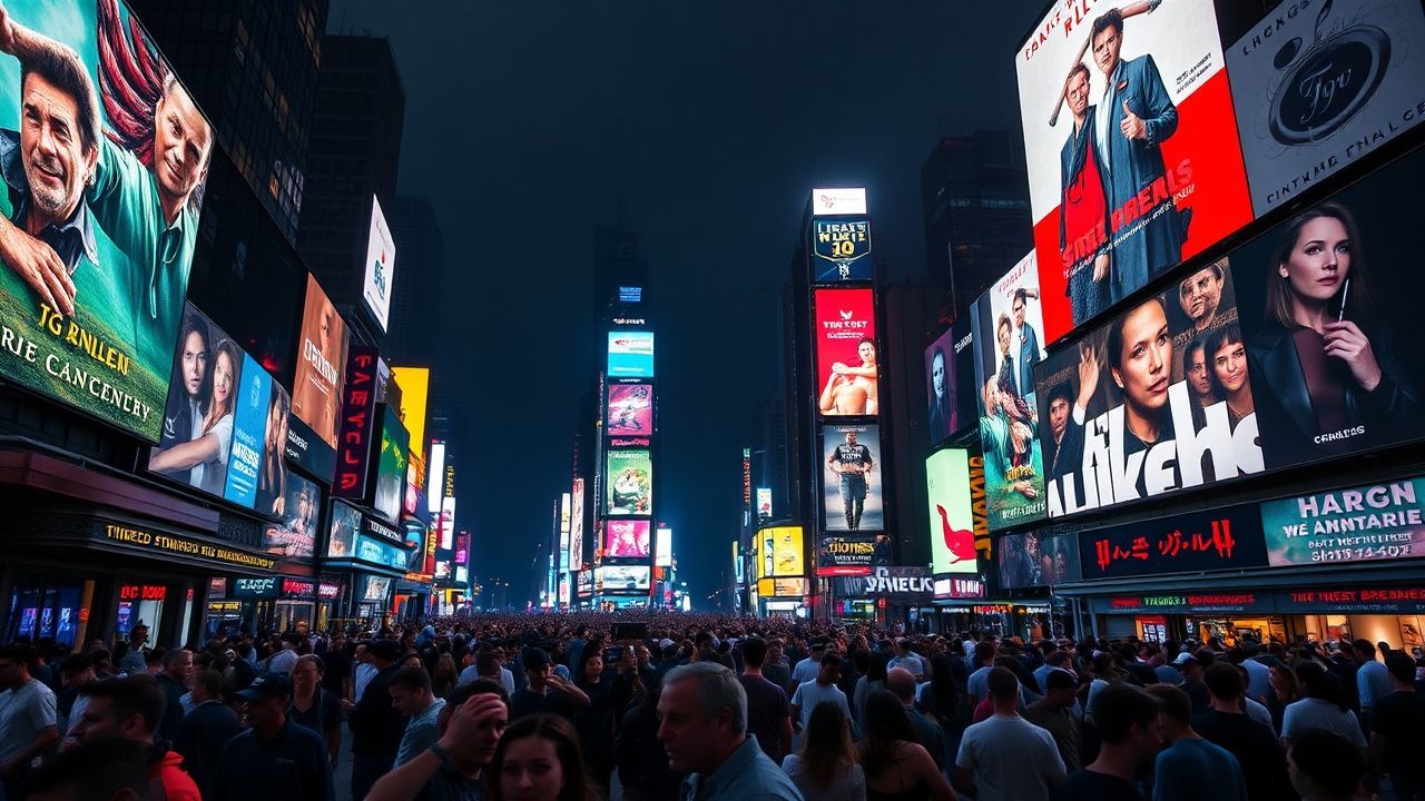 Luminous Times Square Billboards by Night