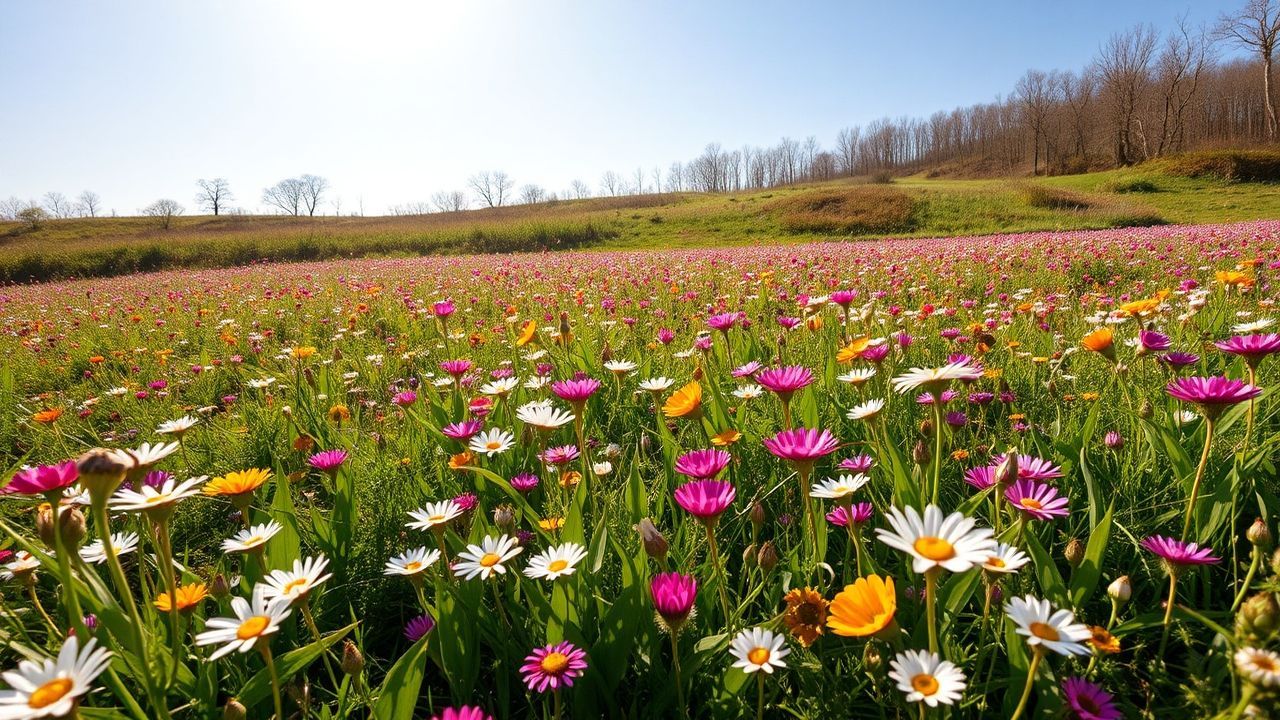 Pristine Meadow Wildflowers Carpet in Spring