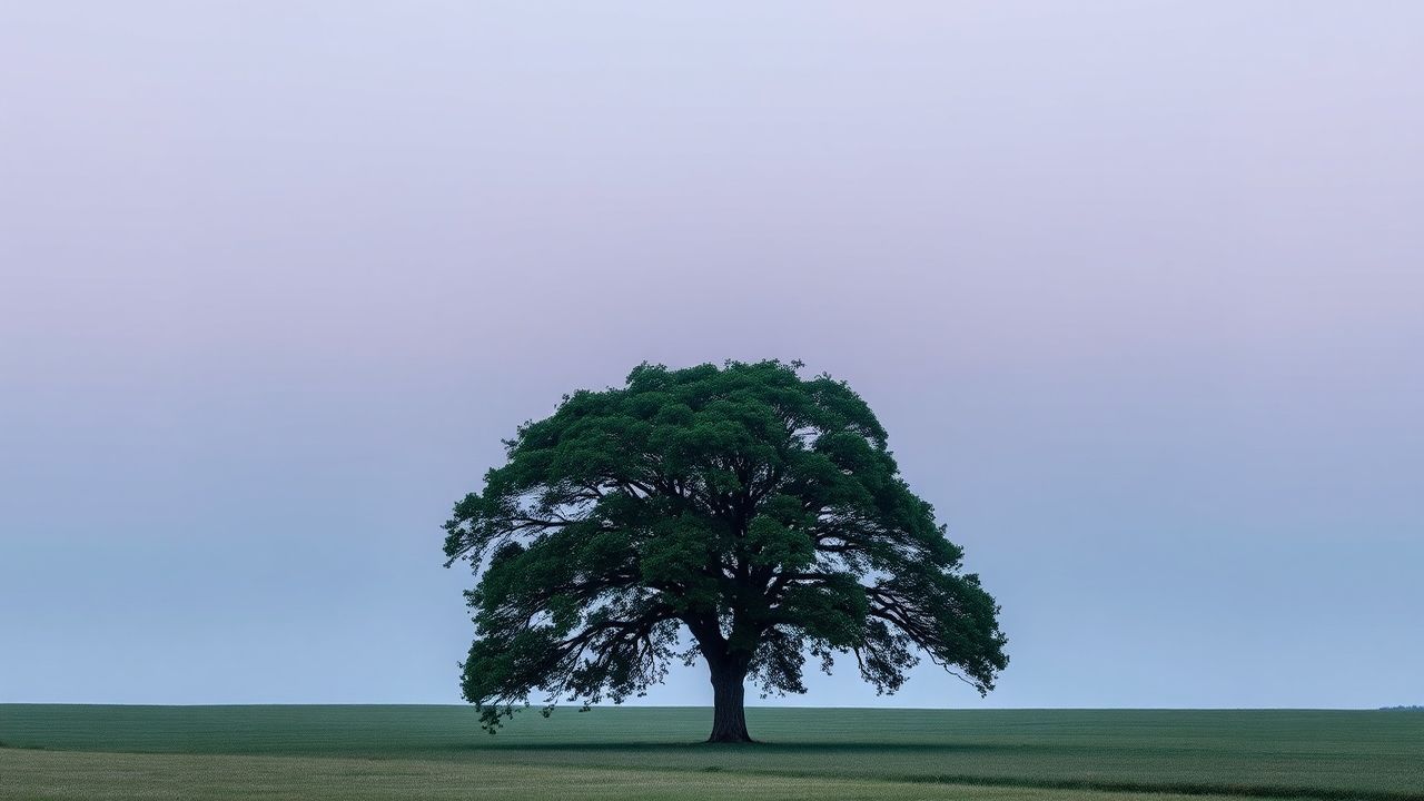 Subtle Single Tree Horizon at Sunset