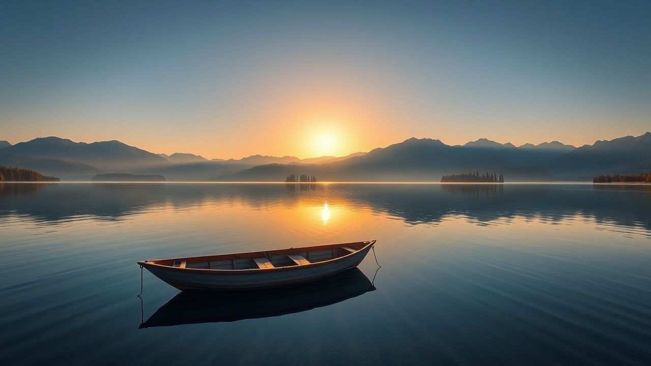 Calm Single Boat Calm Reflections