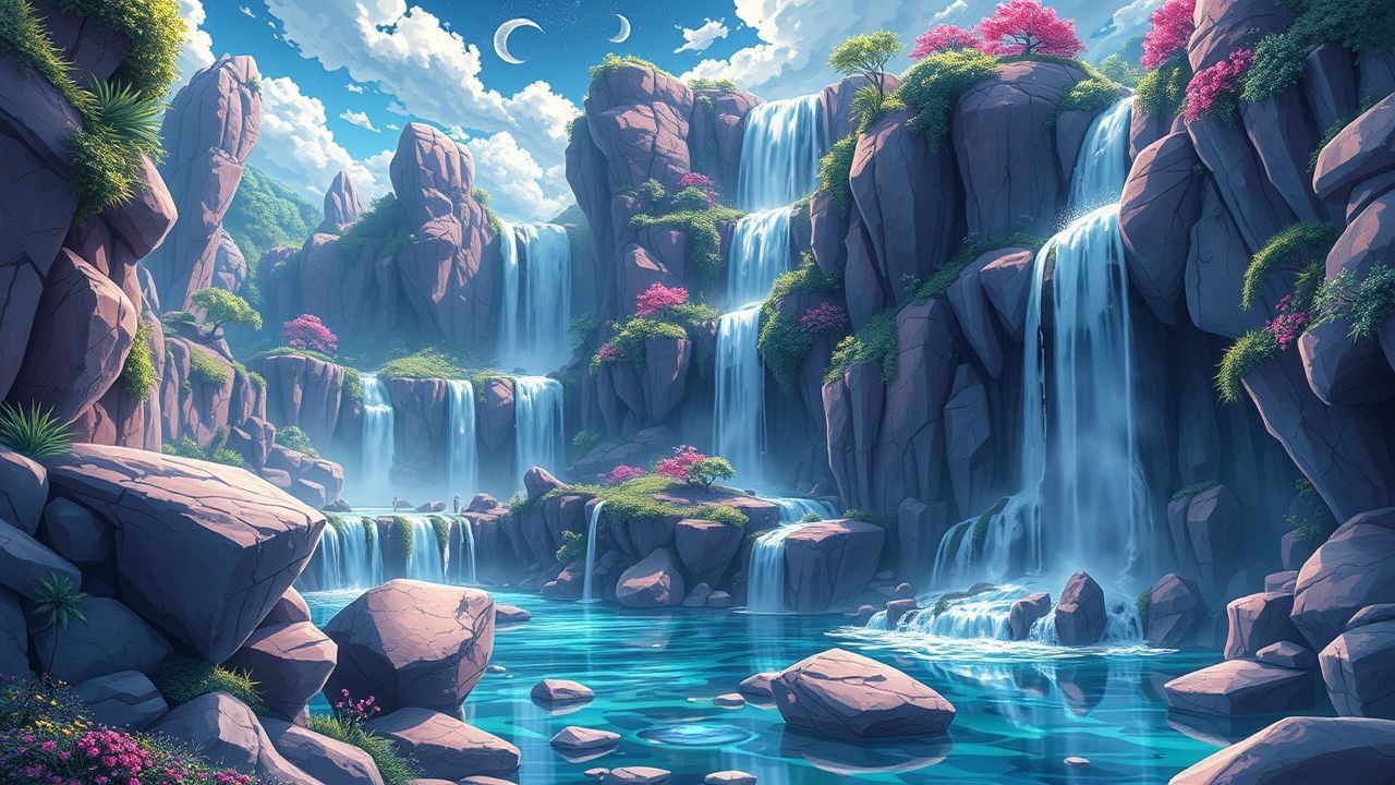Gentle Fantasy Landscape Floating Magic