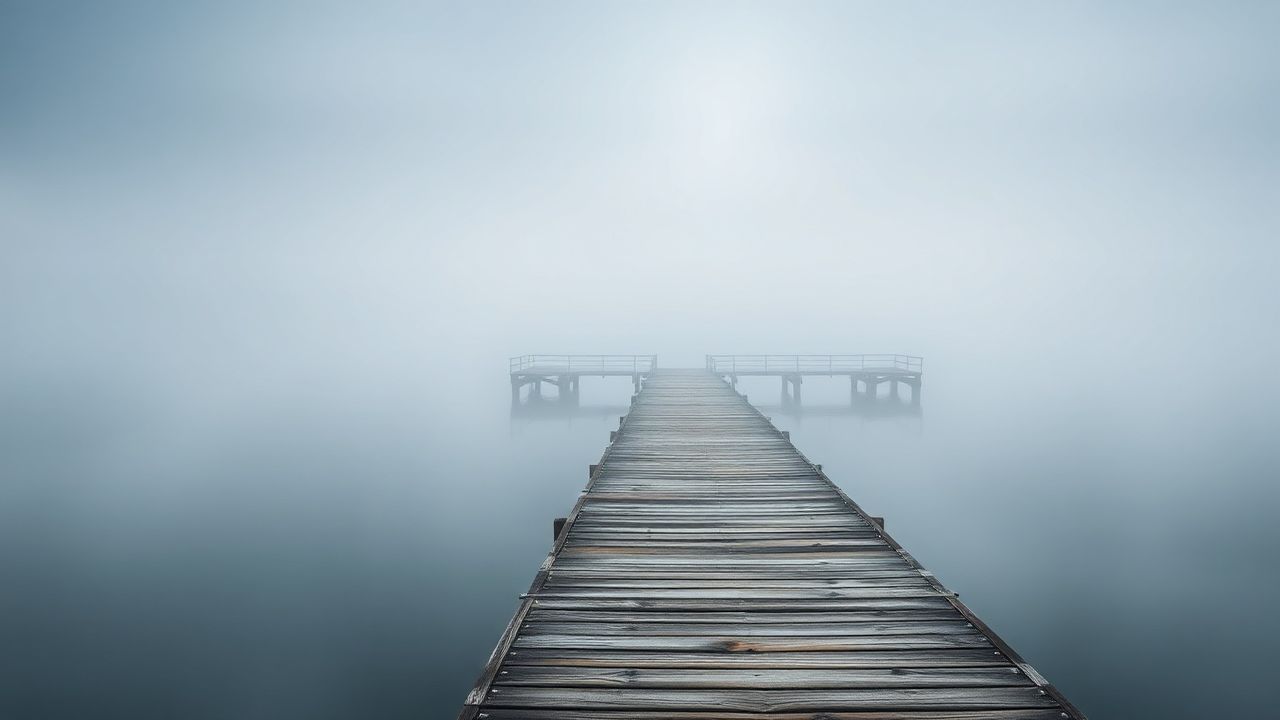 Ethereal Foggy Pier Disappearing