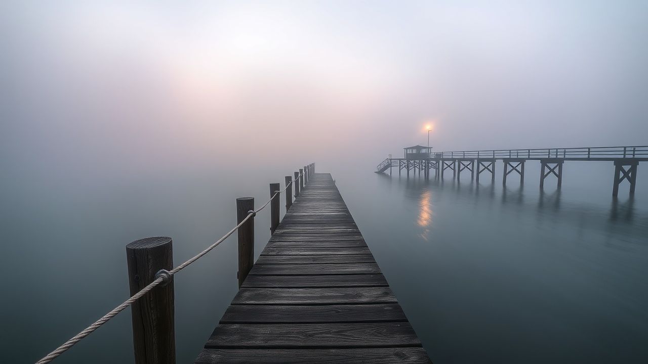 Subtle Foggy Pier Disappearing