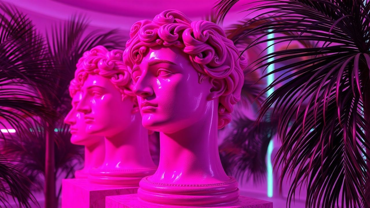 Nostalgic Vaporwave Roman Busts