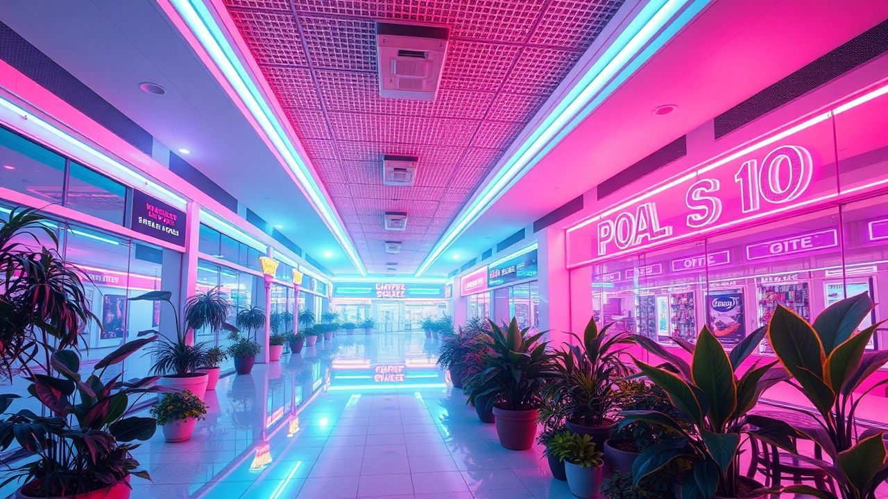 Neon Empty Mall 90s Neon Dreams