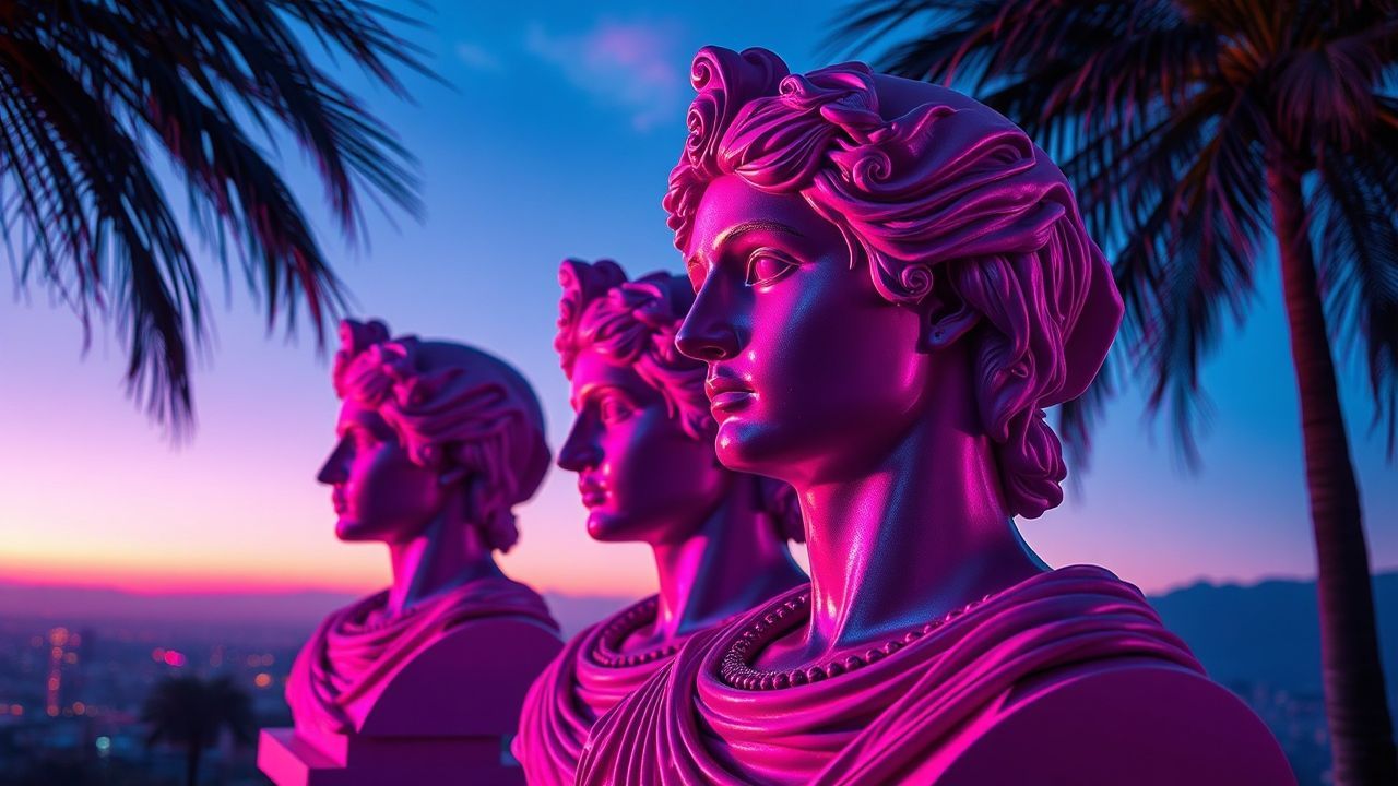 Timeless Vaporwave Roman Busts