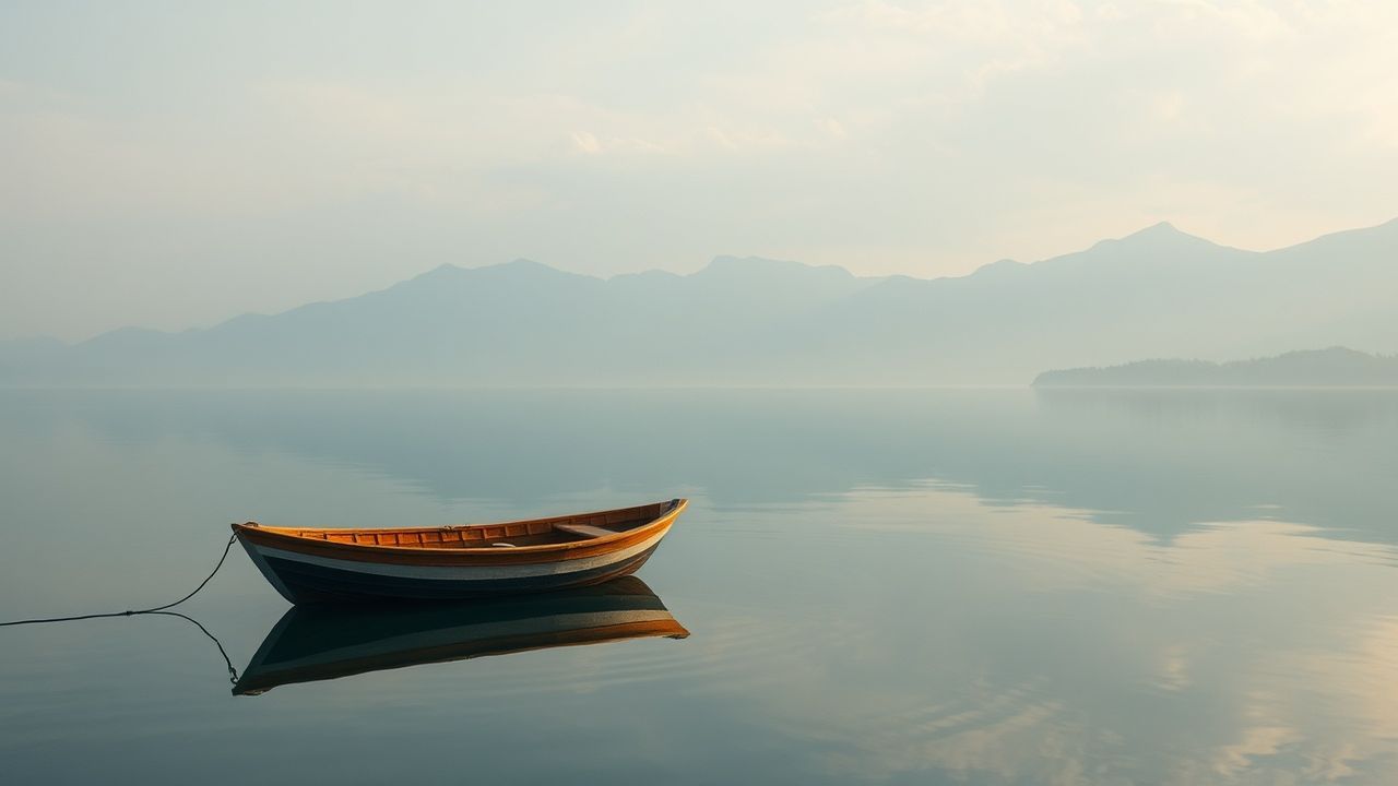 Pure Single Boat Calm Reflections