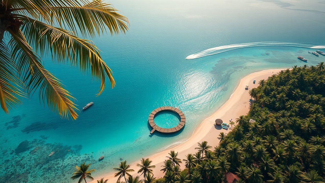 Glorious Tropical Island Beach from Above