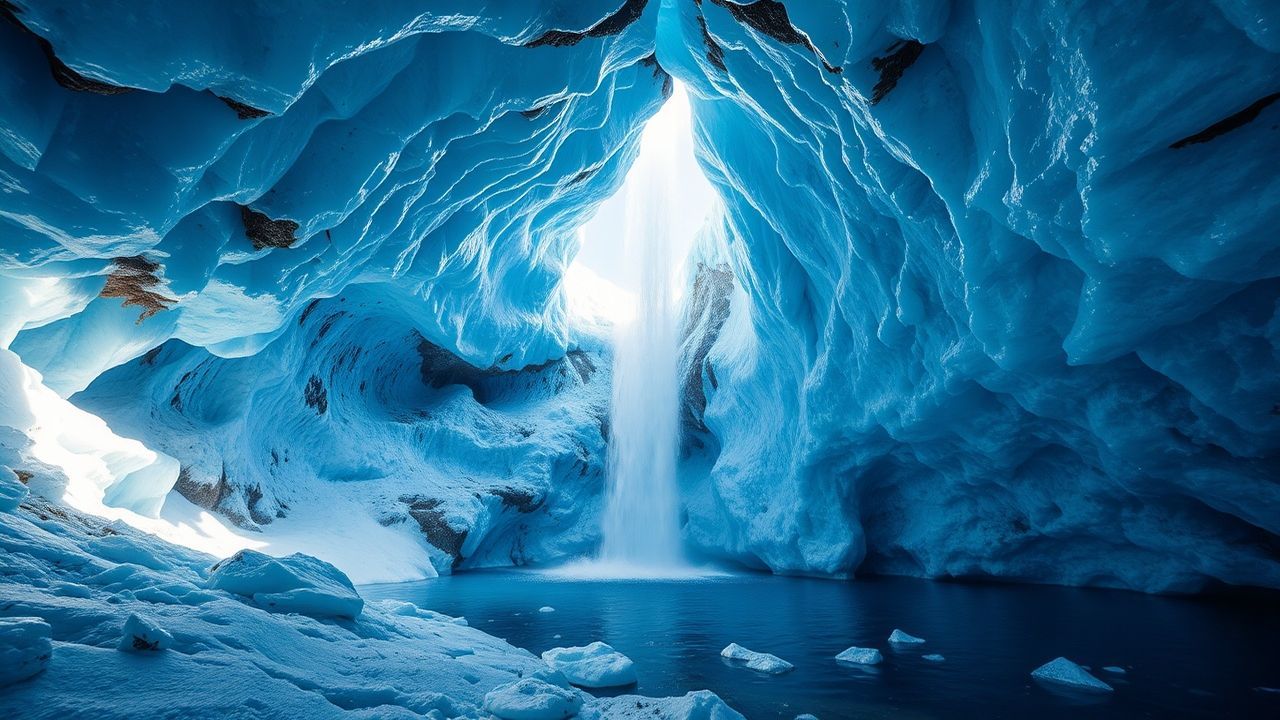 Serene Ice Cave Interior Crystal