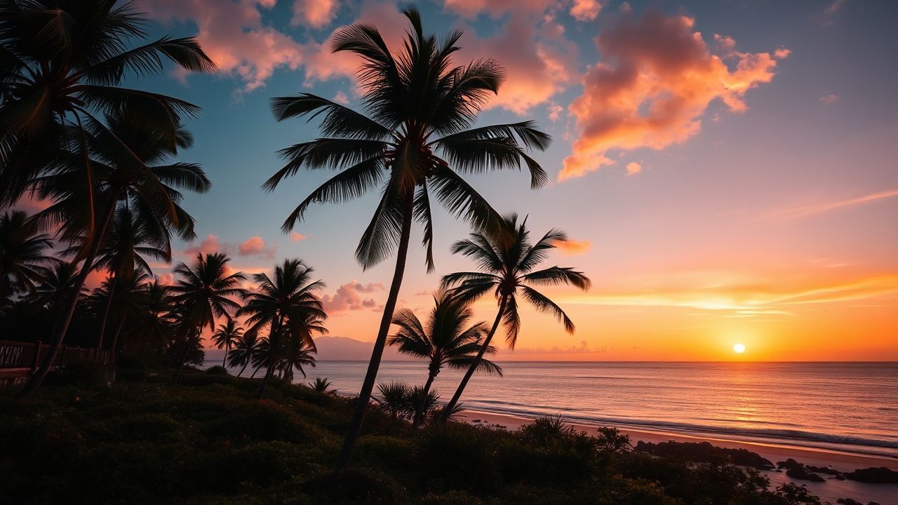 Glorious Palm Silhouettes Orange at Sunset