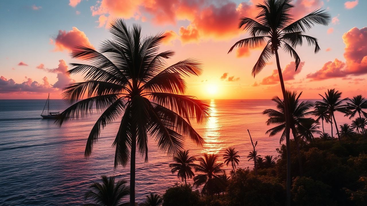 Ethereal Palm Silhouettes Orange at Sunset