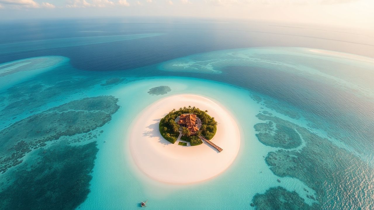 Serene Maldives Sandbar Island from Above