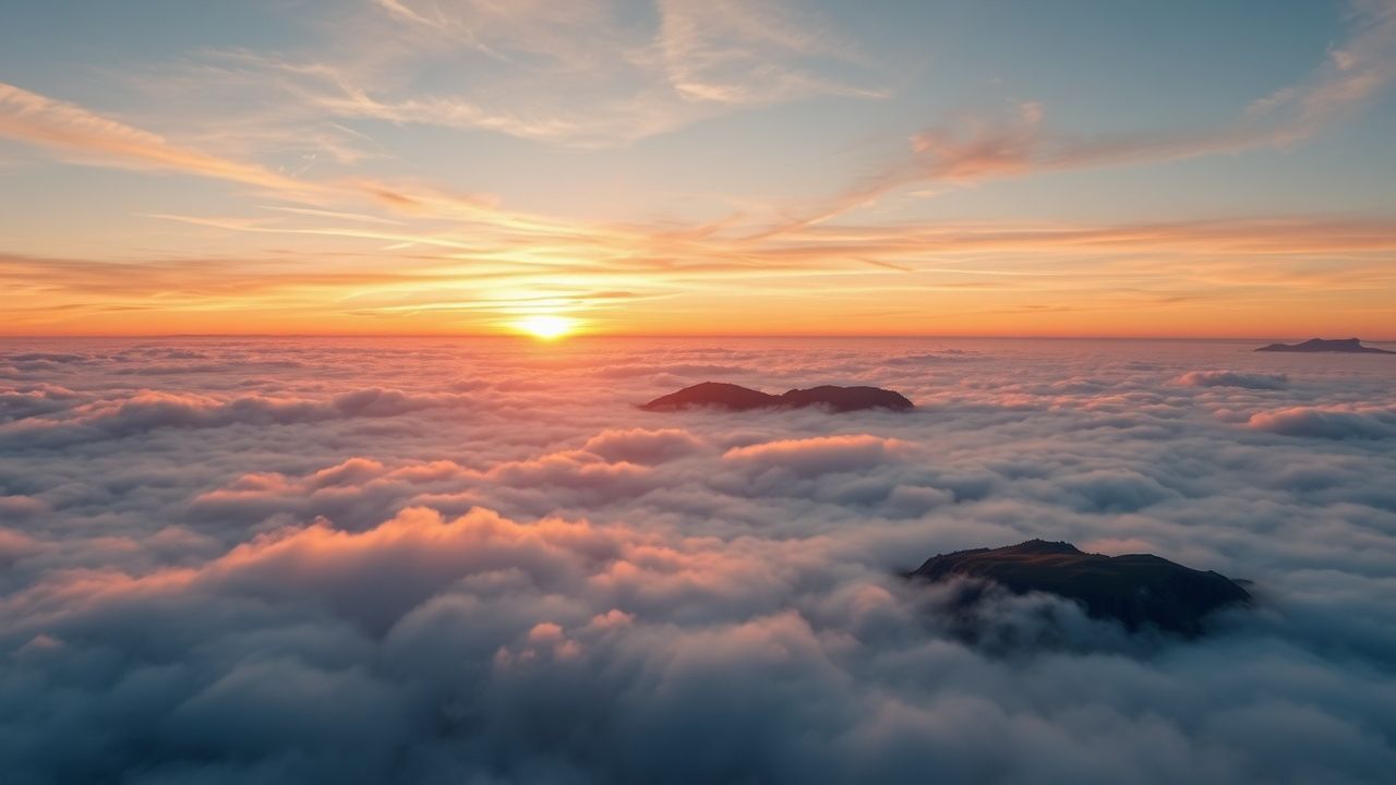 Stunning Sea Clouds Peaks in the Mist