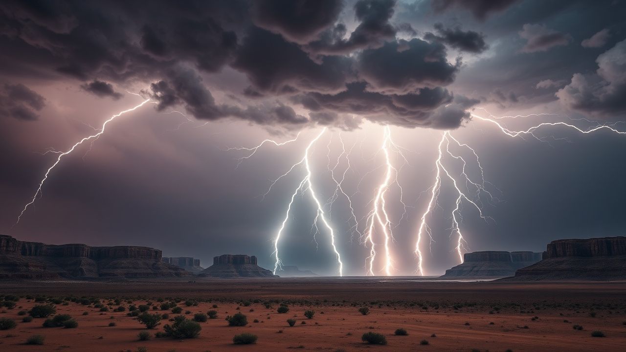 Breathtaking Lightning Multiple Bolts Storm